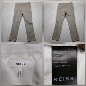 Reiss‎ Slim Fit Chino Pants Men's 34R Gray Cotton Stretch